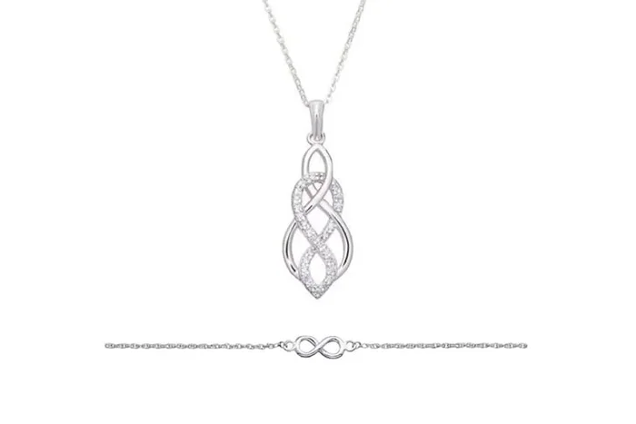 Sterling Silver Celtic Infinity Necklace & Bracelet Set