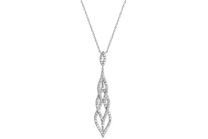 Sterling Silver Cubic Zirconia Classic Drop Pendant Necklace S925 Hallmark