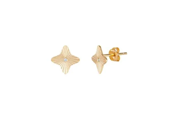 Sterling Silver Gold Plated Lucky Clover Stud Earrings – 10mm Hypoallergenic S925 Studs