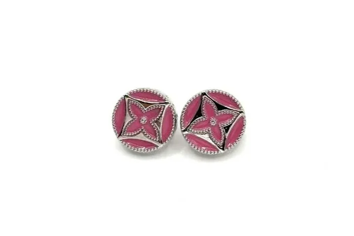 Sterling Silver Monogram Bloom Stud Earrings – Pink Enamel Floral, Hypoallergenic, Cubic Zirconia
