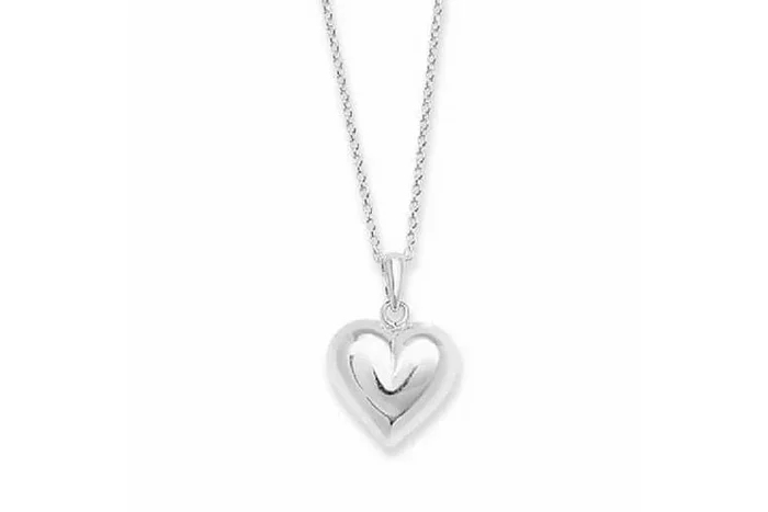 Sterling Silver S925 Puff Heart Pendant Necklace – Adjustable Chain, Minimalist Jewellery