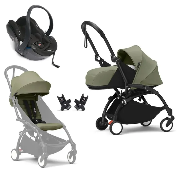 Stokke® YOYO³ Complete Travel System – Black/Olive