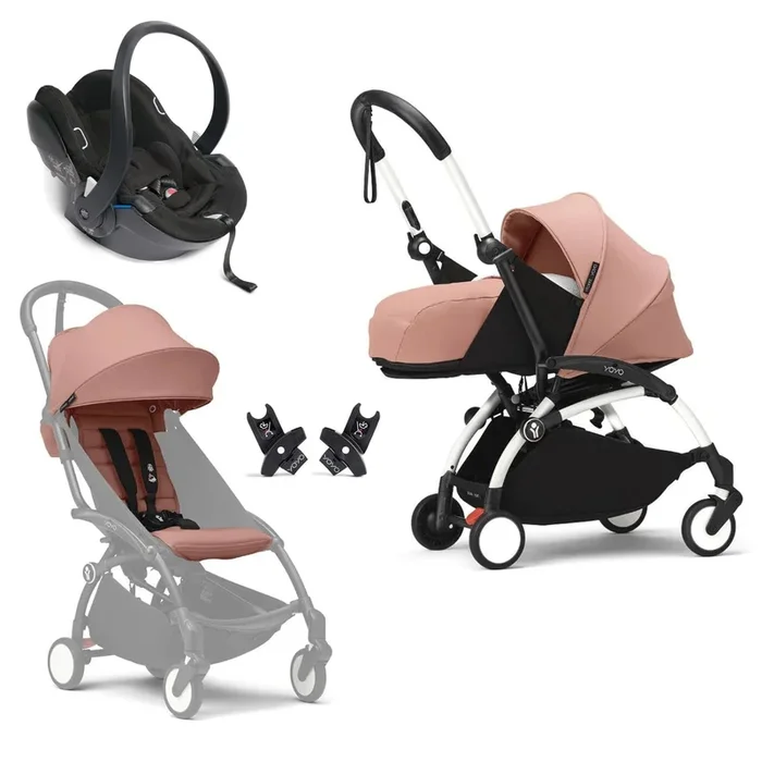 Stokke® YOYO³ Complete Travel System – White/Ginger