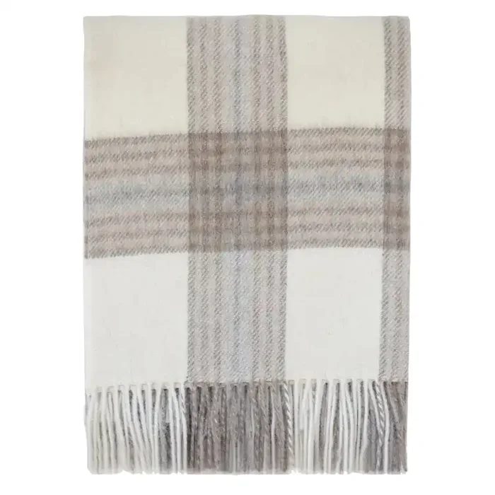 Stonehaven Alpaca Wool Throw (Ivory Taupe Tan & Light Grey)
