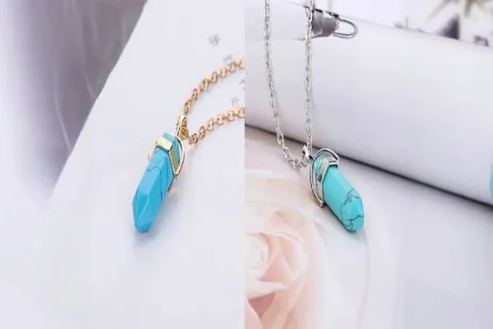 Stunning Hexagonal Turquoise Crystal Necklace