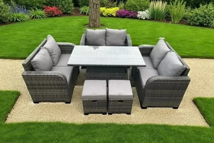 Stylish & Versatile U-Shaped Rattan Sofa Set with Adjustable Table