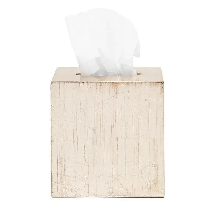 Tanlay Lacquered Silver Leaf Tissue Box