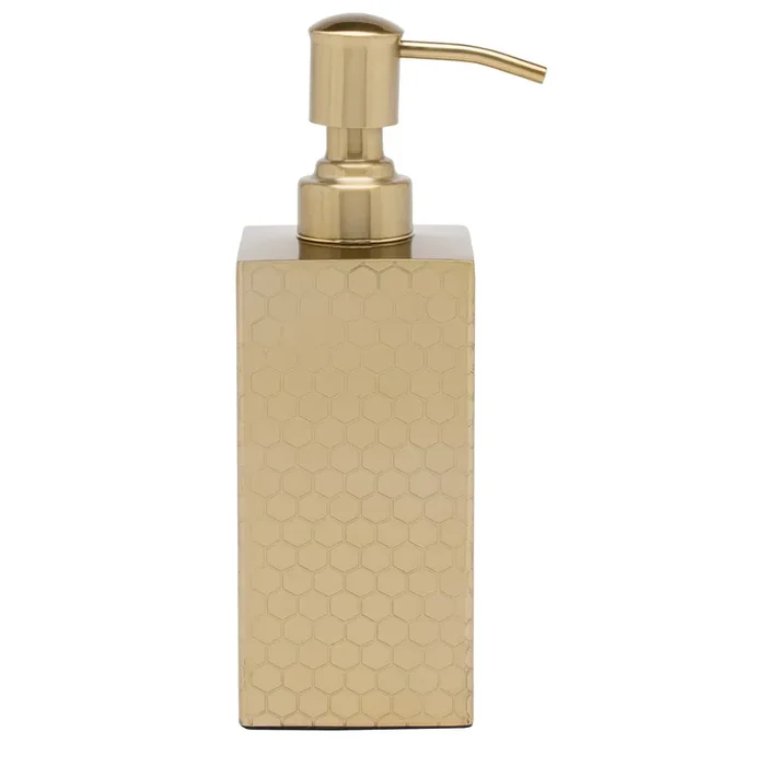 Temara Honeycomb Textured Stainless Steel Soap Dispenser (Champagne Gold)