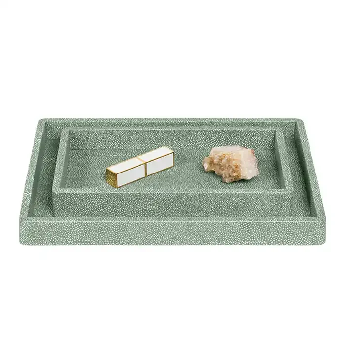 Tenby Faux Shagreen Tray Set (Sage)