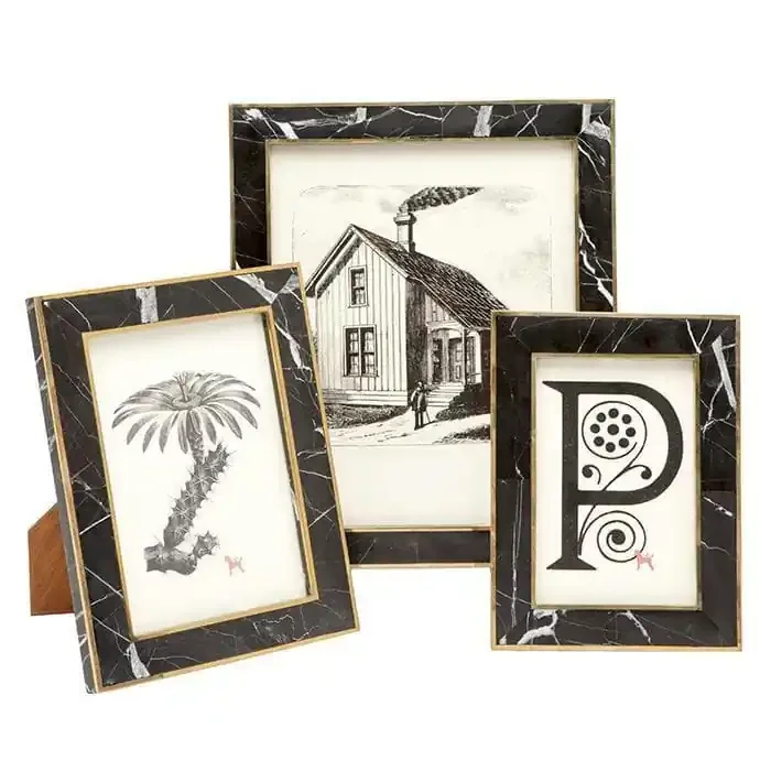 Thun Nero Marble Picture Frames (Brass Metal)