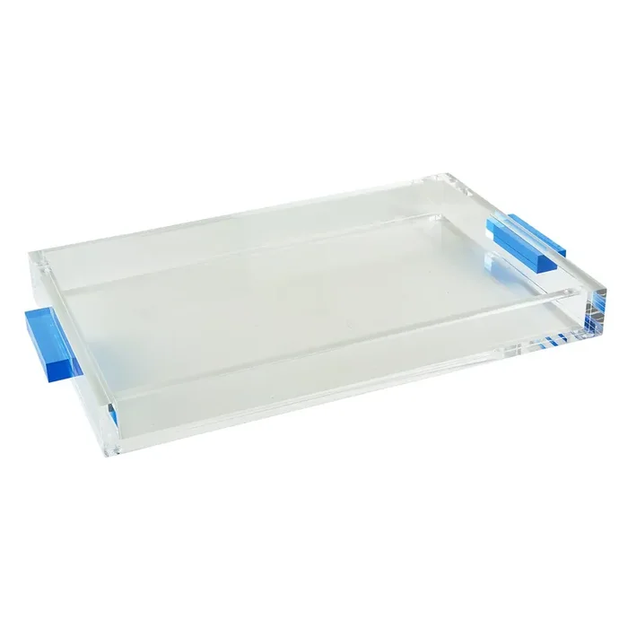 Tizo Design Lucite Tray Clear w/Blue Handle 12×8