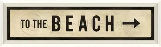 To the Beach Framed Sign 26″ x 8″