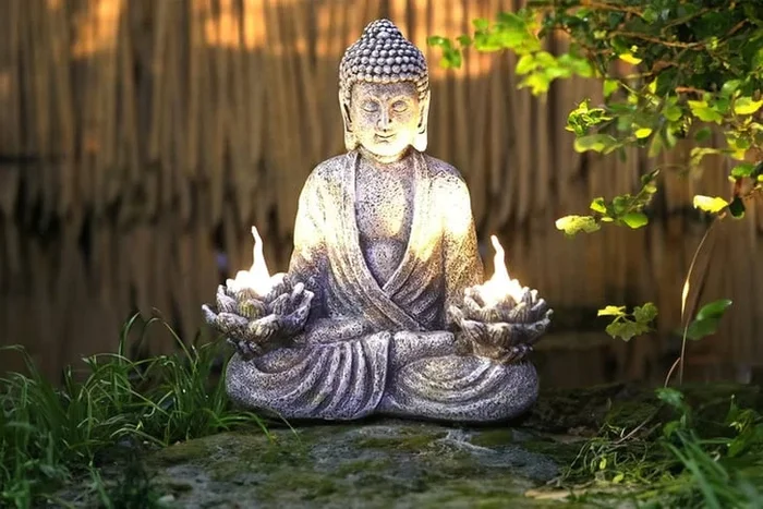 Tranquil Zen Buddha Garden Statue with Magical Solar Lights