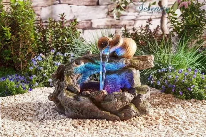 Tree Trunk Bridge Tabletop Water Feature – Weather-Resistant Polyresin Garden Ornament & Outdoor Décor