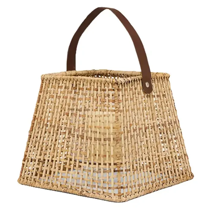 Trent Natural Rattan/Bamboo Large Hurricane Candle Holder Set/2