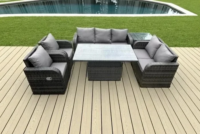 Ultimate Luxurious PE Rattan Garden Dining Set with Rising Table