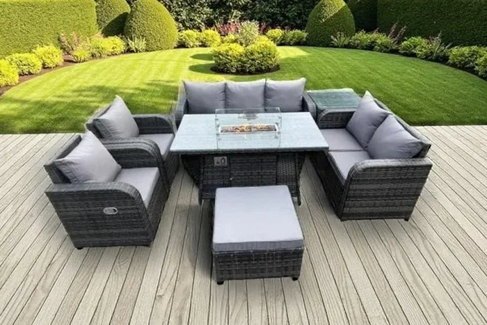Ultimate Rattan Reclining Garden Set with Cozy Firepit