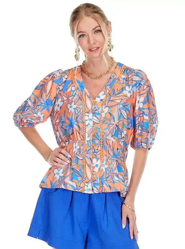 V-Neck Cinched Waist Top • Oleander