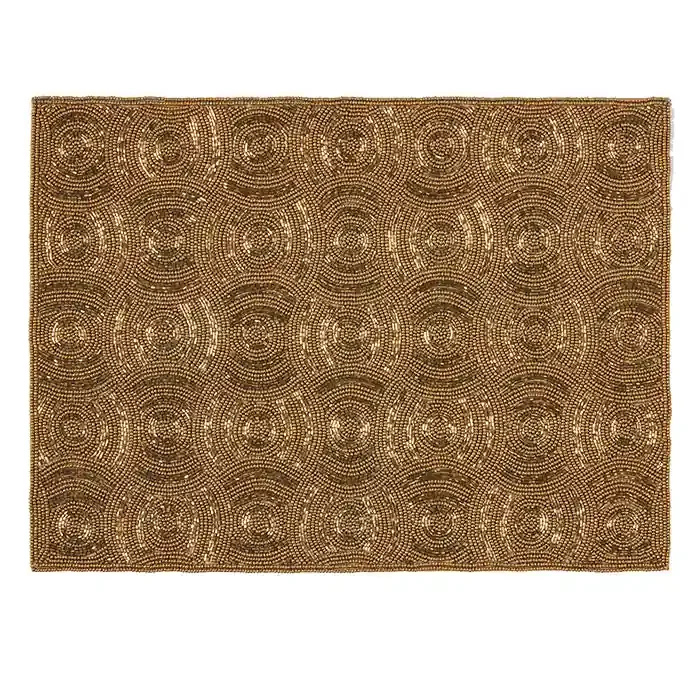 Valentina Shiny Gold Glass Beads Placemats Set/2 (Rectangle)