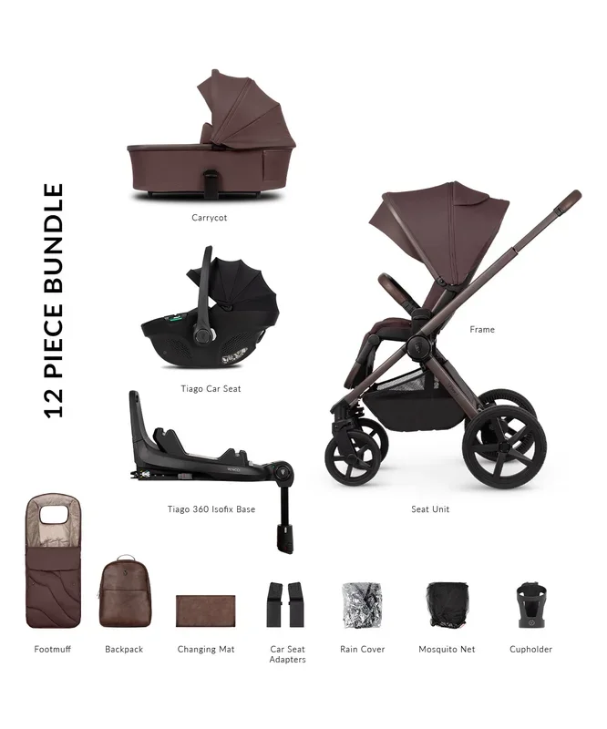 Venicci Upline 2 SE 3-in-1 Tiago Plus Base Travel System | Burgundy
