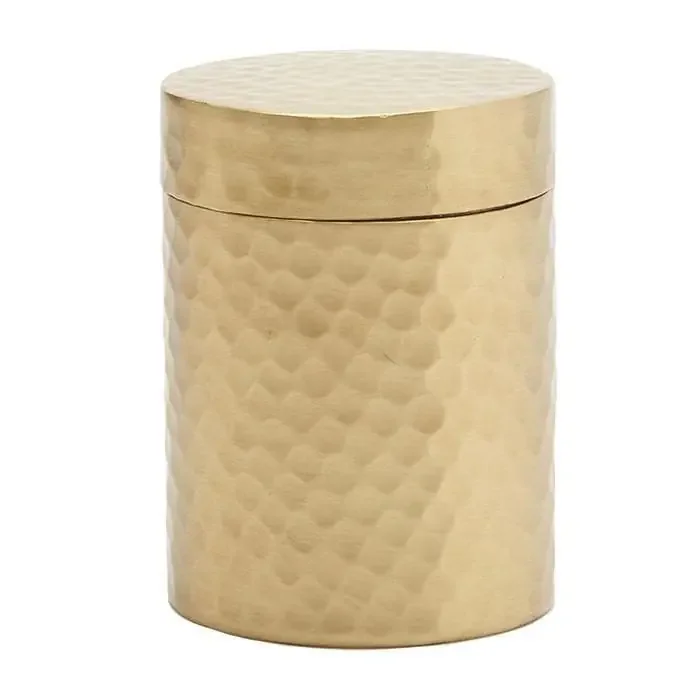 Verum Hammered Metal Narrow Canister (Antique Brass)