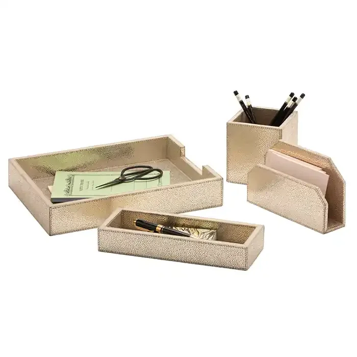 Viana Gold Foil Full-Grain Leather Accessory Set