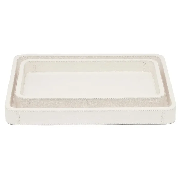 Victoria Full-Grain Leather Tray Set/2 (White)
