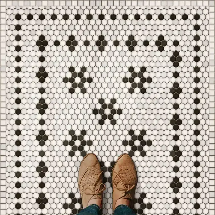 Vintage Vinyl Floorcloth Mat (Mosaic B – Clemont Avenue)