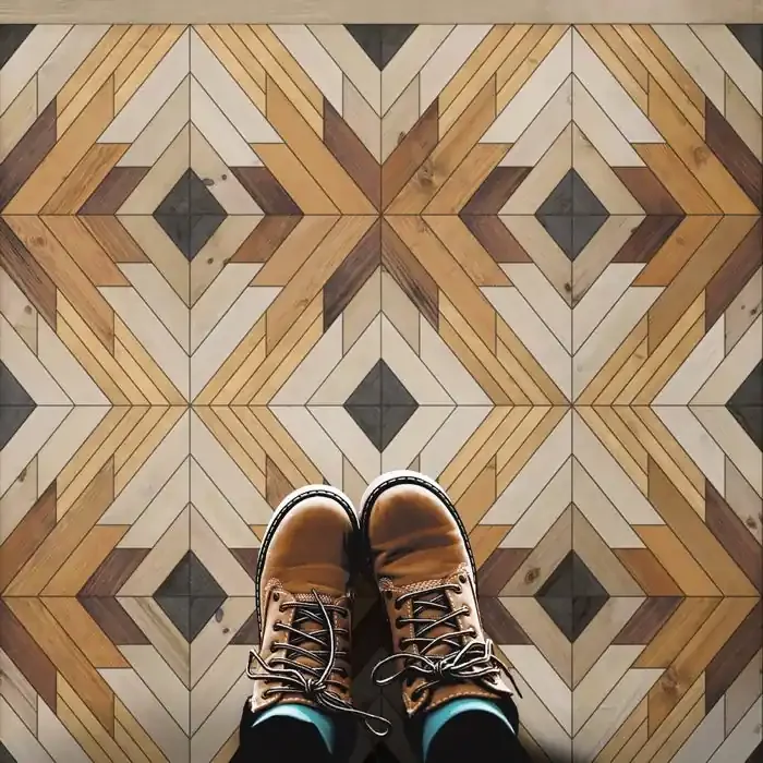 Vintage Vinyl Floorcloth Mat (Norwegian Wood – Denali – Mather)