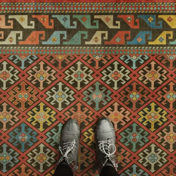 Vintage Vinyl Floorcloth Mat (Persian Bazaar – Daghestan – Vedma)