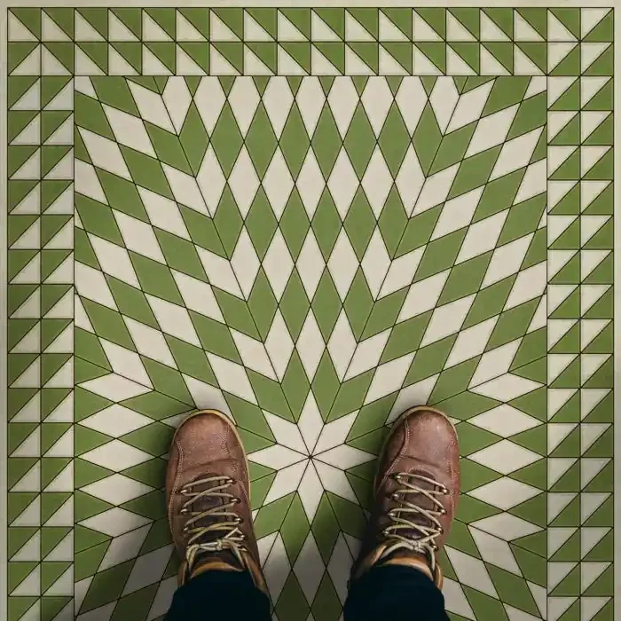 Vintage Vinyl Floorcloth Mats (American Folk Art Museum – Sunburst – Over the Prairies)