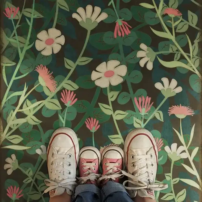 Vintage Vinyl Floorcloth Mats (Pattern 73 Little Idas Flowers)