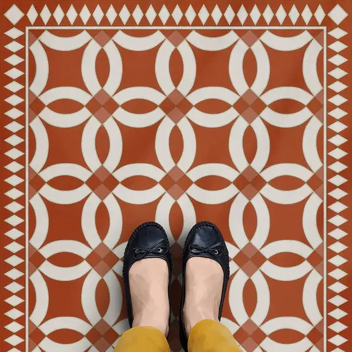 Vintage Vinyl Floorcloth Rug (American Folk Art Museum – Wedding Ring – Hester)