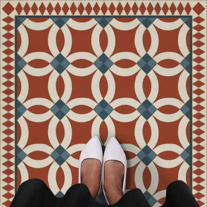 Vintage Vinyl Floorcloth Rug (American Folk Art Museum – Wedding Ring – Ramona)