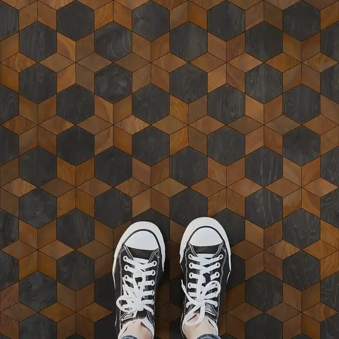 Vintage Vinyl Floorcloth Rug (Artisanry – Illuminated – Dark Star)