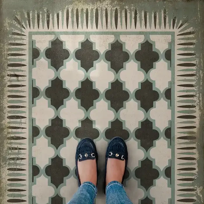 Vintage Vinyl Floorcloth Rug (Classic Pattern 10 Taj Mahal)