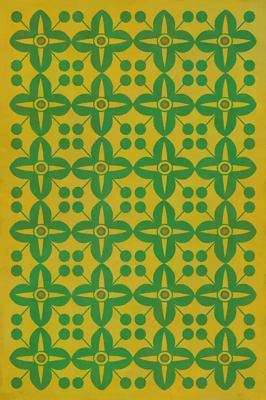 Vintage Vinyl Floorcloth Rug (Pattern 03 Follow the Yellow Brick Road) (Lightly Distressed)