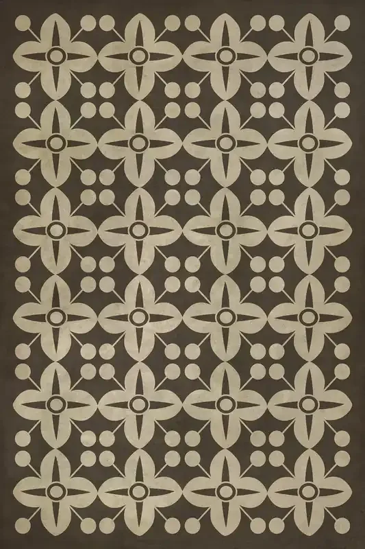 Vintage Vinyl Floorcloth Rug (Pattern 03 There‘s no place like Home) (Lightly Distressed)