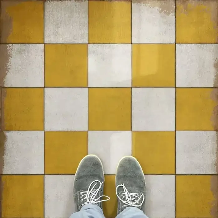 Vintage Vinyl Floorcloth Rug (Pattern 07 Check Yourself – Distressed)