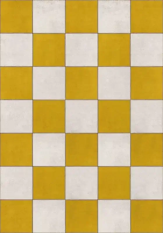 Vintage Vinyl Floorcloth Rug (Pattern 07 Check Yourself) (Lightly Distressed)