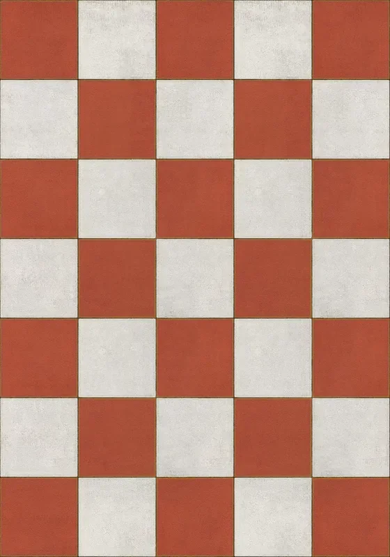 Vintage Vinyl Floorcloth Rug (Pattern 07 Checked Out) (Lightly Distressed)