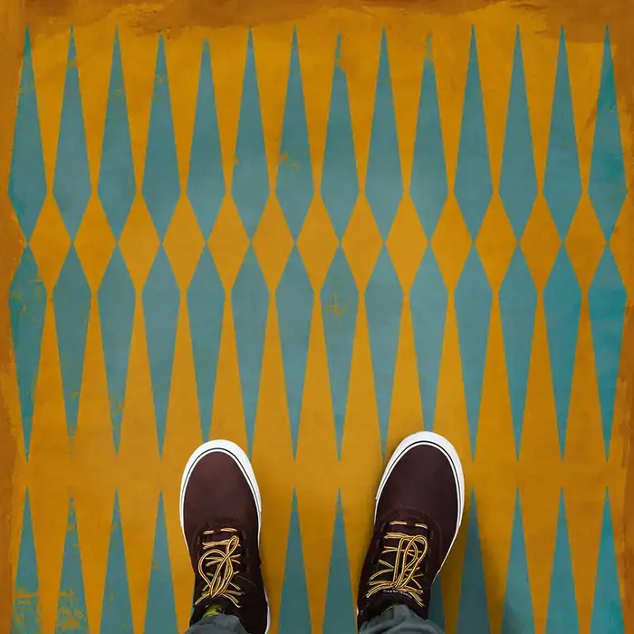 Vintage Vinyl Floorcloth Rug (Pattern 08 Labyrinth)