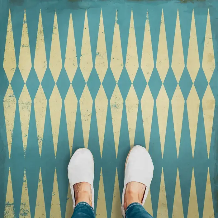 Vintage Vinyl Floorcloth Rug (Pattern 08 Lady of the Lake)