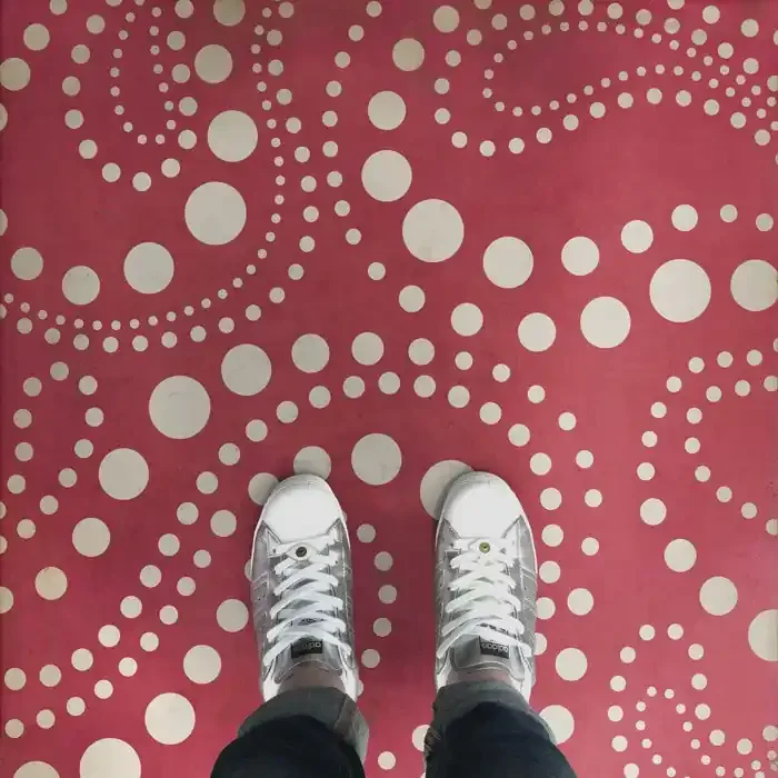 Vintage Vinyl Floorcloth Rug (Pattern 12 Tickled Pink)