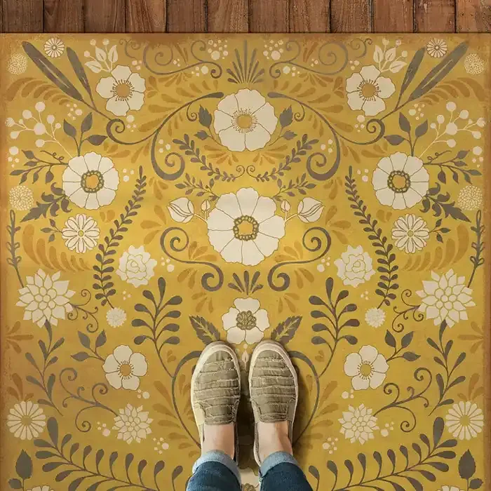 Vintage Vinyl Floorcloth Rug (Pattern 36 We Are Only Half Awake II)