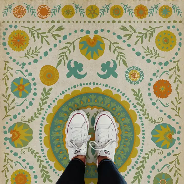 Vintage Vinyl Floorcloth Rug (Pattern 38 Summer)