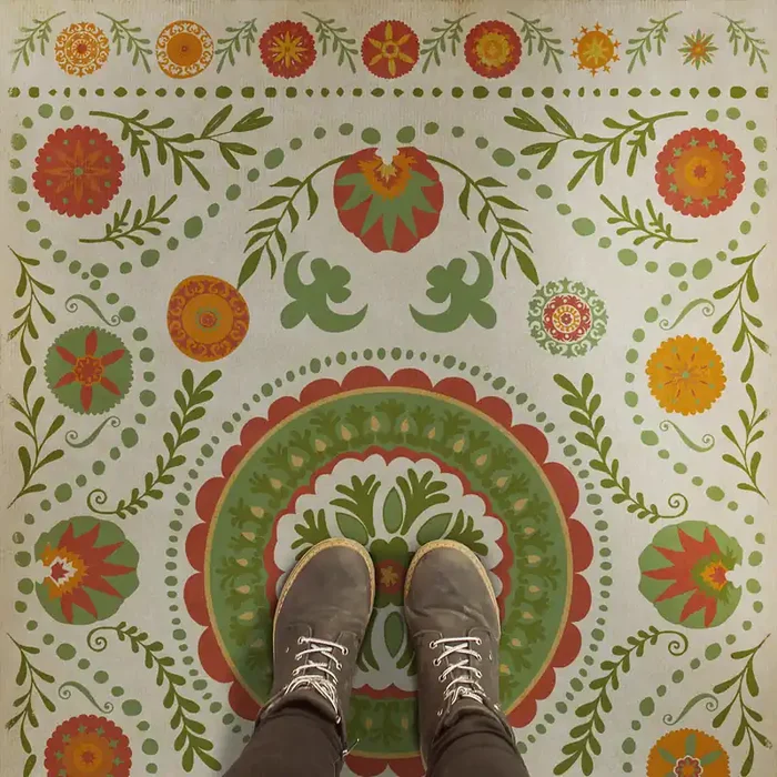 Vintage Vinyl Floorcloth Rug (Pattern 38 Winter)
