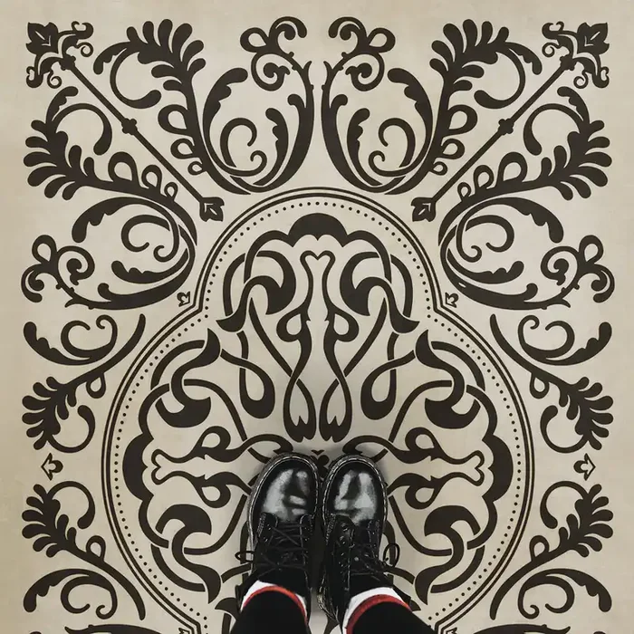 Vintage Vinyl Floorcloth Rug (Pattern 39 Texas Hold‘Em)