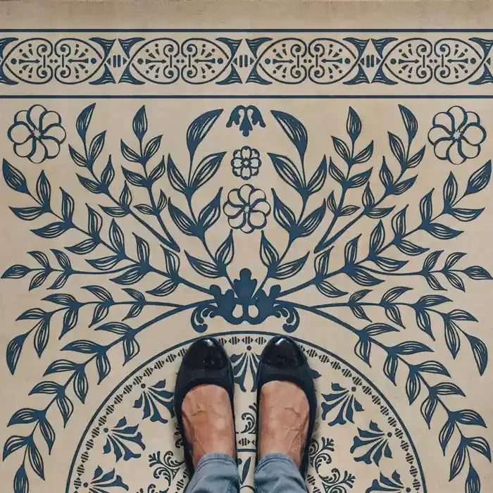 Vintage Vinyl Floorcloth Rug (Pattern 40 Isola Bella)