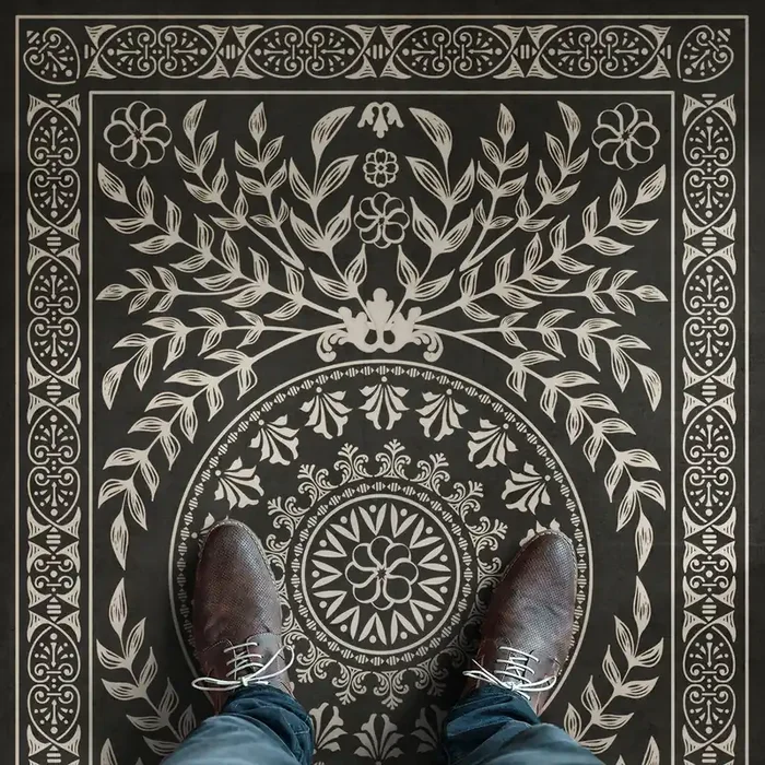 Vintage Vinyl Floorcloth Rug (Pattern 40 Villa Lante)